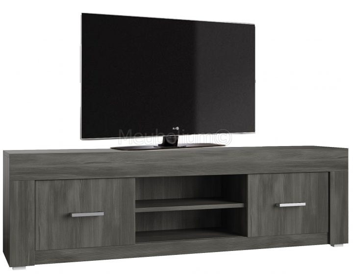 Meuble Tv-Hifi 140Cm Contemporain 2 Portes Et 2 Niches Chêne Noir Donatio serapportantà Meuble Télé Pas Cher Meuble Tv-Hifi 140Cm Contemporain 2 Portes Et 2 Niches Chêne Noir Donatio serapportantà Meuble Télé Pas Cher