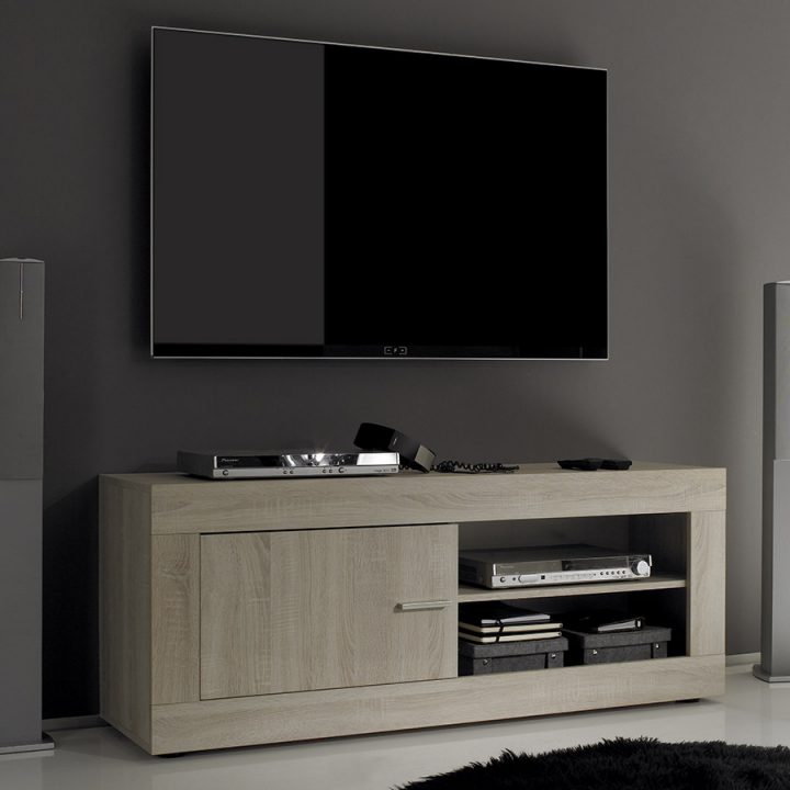 Meuble Tv Hifi Couleur Chêne Clair Contemporain Yudy concernant Meuble Tv Couleur Chene
