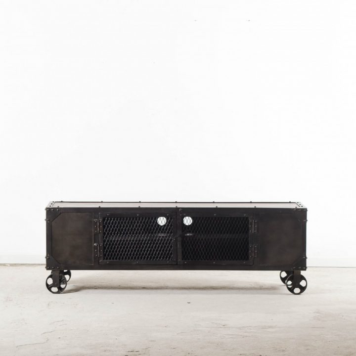 Meuble Tv Industriel En Bois Et Fer encequiconcerne Meuble Tv Metal Noir