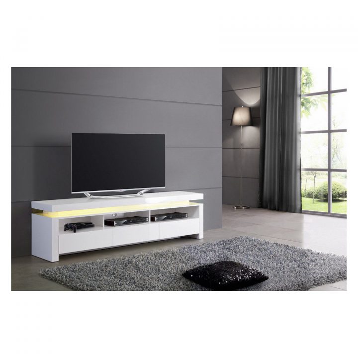 Meuble Tv Lumineux Modulable Pas Cher Sur Wwwforium encequiconcerne Meuble Tv Blanc Laqué Pas Cher