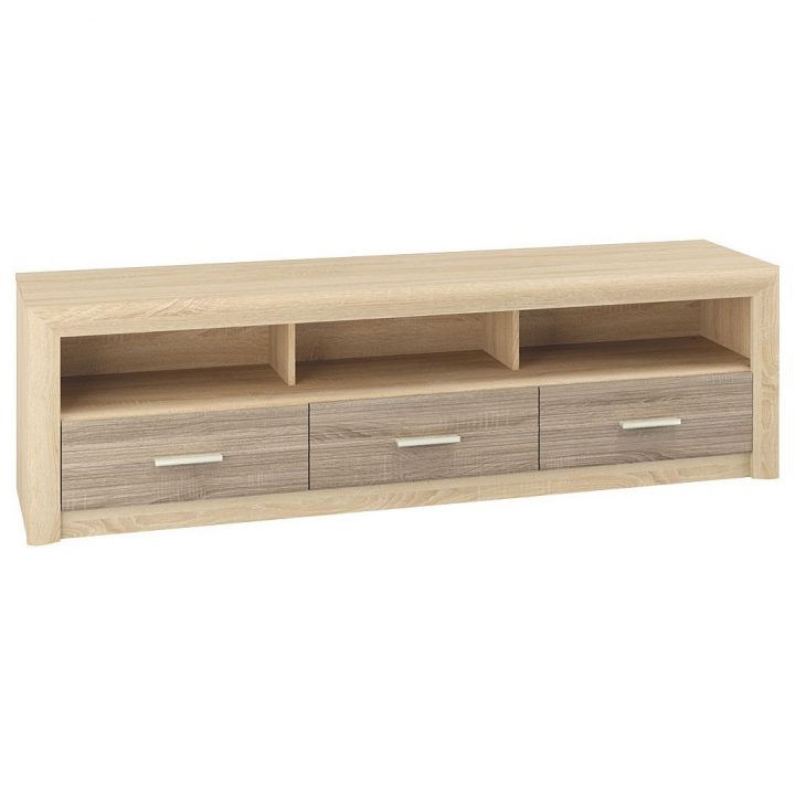 Meuble Tv Mesquite 12, Couleur : Chêne Sonoma Clair / Chêne Sonoma Truffé –  Dimensions : 52 X 180 X 43 Cm (H X L X P), Avec 3 Tiroirs Et 3 Casiers intérieur Meuble Tv Couleur Chene