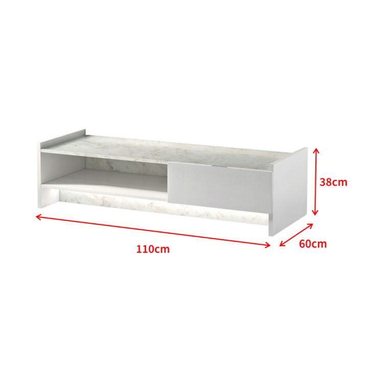 Meuble Tv / Meuble De Salon – Marbre – 110 Cm – Blanc encequiconcerne Meuble Tv 110 Cm