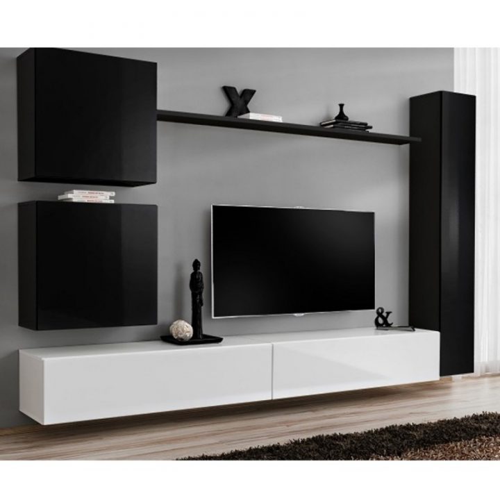 Meuble Tv Mural Design "Switch Viii" 280Cm Noir & Blanc intérieur Meuble Télé Blanc Meuble Tv Mural Design "Switch Viii" 280Cm Noir & Blanc intérieur Meuble Télé Blanc