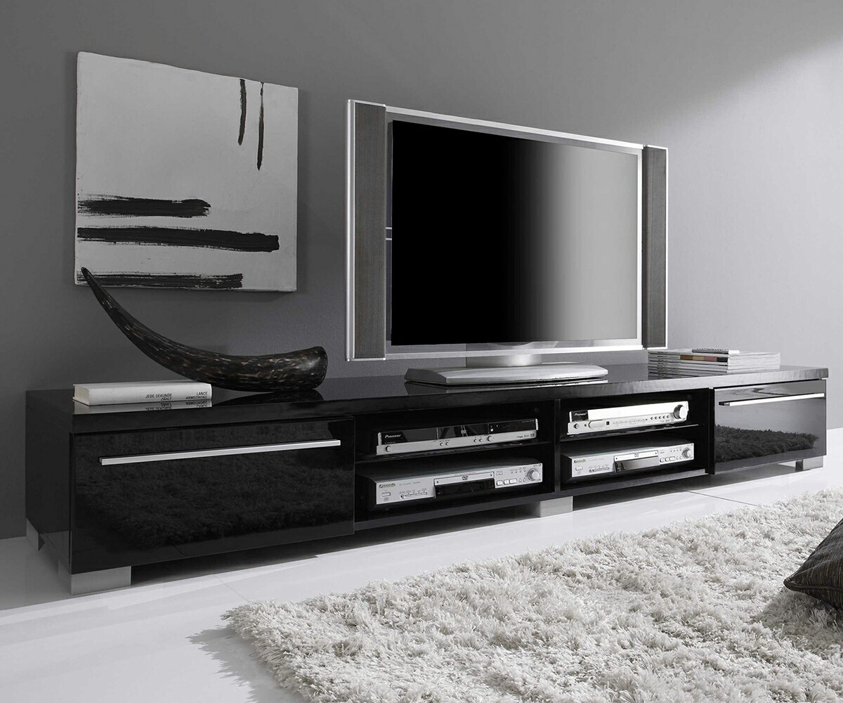 Meuble Tv Noir Blanc | Idées De Décoration Intérieure concernant Meuble Tv Noir Haut