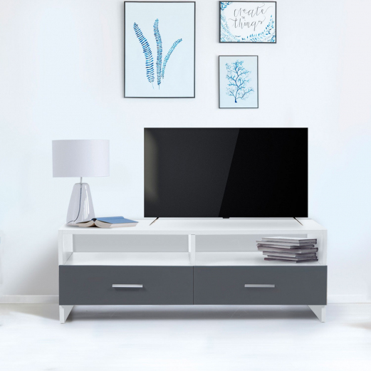 Meuble Tv Pas Cher Blanc Et Gris Avec Rangement | Id Market avec Meuble Tv Blanc Laqué Pas Cher Meuble Tv Pas Cher Blanc Et Gris Avec Rangement | Id Market avec Meuble Tv Blanc Laqué Pas Cher