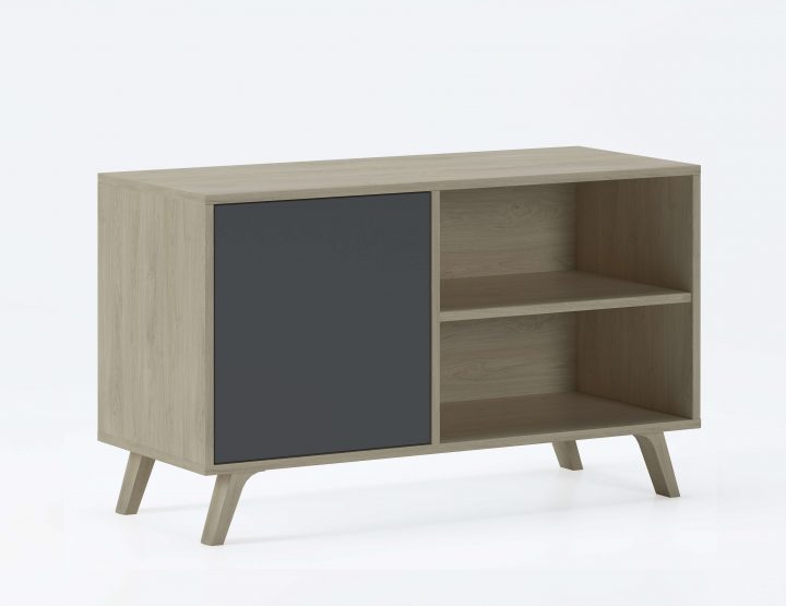 Meuble Tv Porte Gauche Puccini Et Gris Anthracite – Meuble encequiconcerne Meuble Tv Gris Anthracite