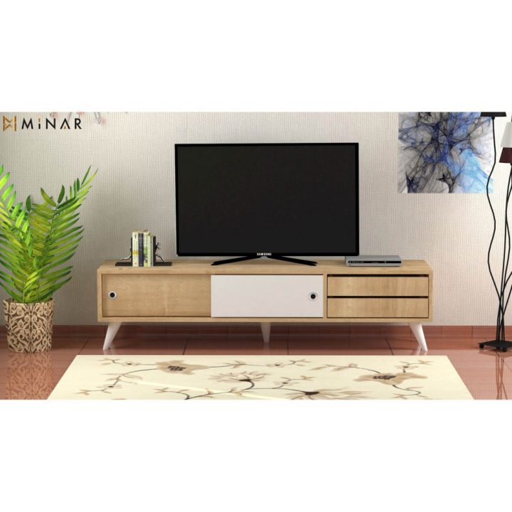 Meuble Tv Scandinave Eduardo – 160 X 40 Cm – Marron Et encequiconcerne Meuble Tv