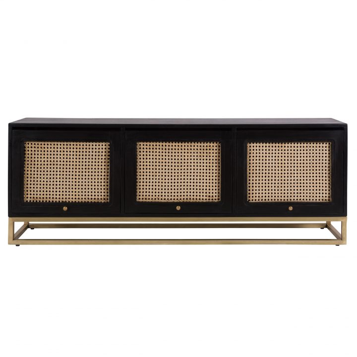 Meuble Tv Shellona Noir En Cannage à Meuble Tv Metal Noir