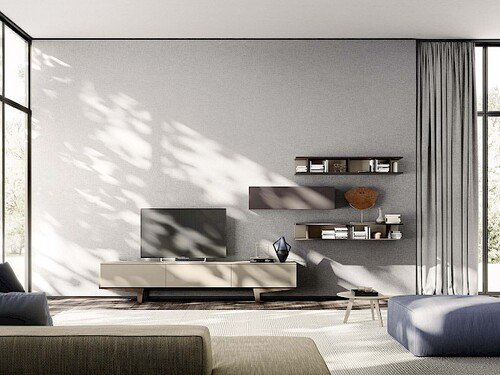 Meuble Tv Suspendu Avec Led Dans Un Angle concernant Meuble Tv Sono