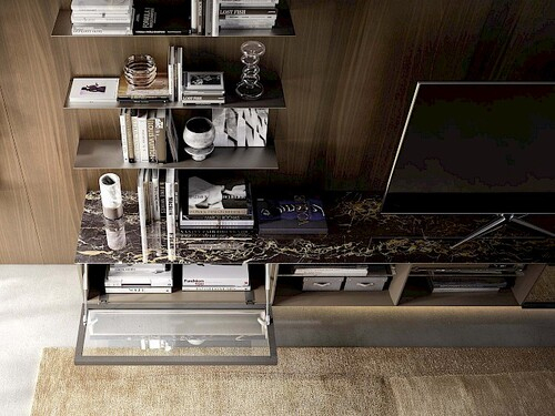 Meuble Tv Suspendu Avec Led Dans Un Angle encequiconcerne Meuble Tv Sono