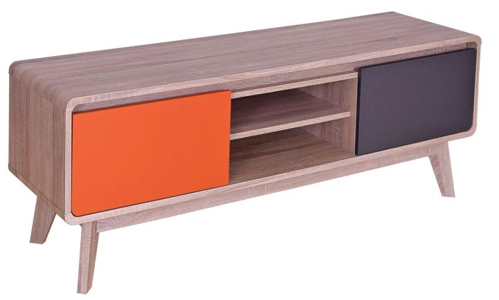 Meuble Tv #vintage Charleston #chêne, #gris Et #orange – But destiné Meuble Tv Vintage Pas Cher