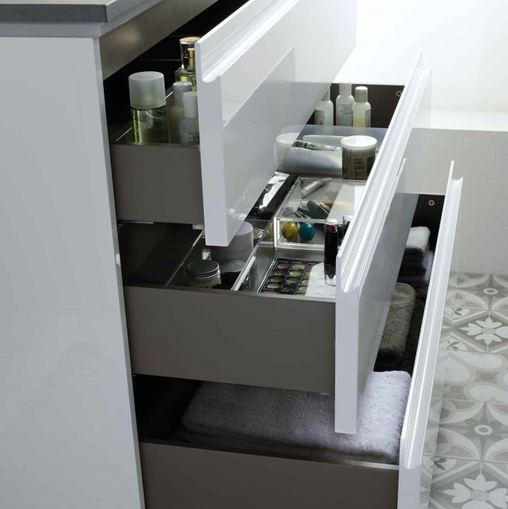 Meuble Vasque Salle De Bain Gris Et Blanc – Salle De Bain à Meuble Salle De Bain Gris Laqué