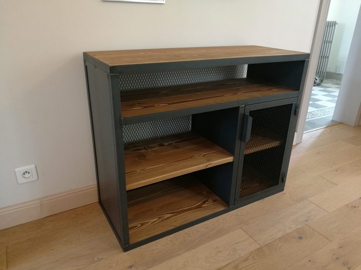 Meubles Tv Industriels – Metalik & Bois Meubles Industriel à Meuble Tv Hauteur 80 Cm