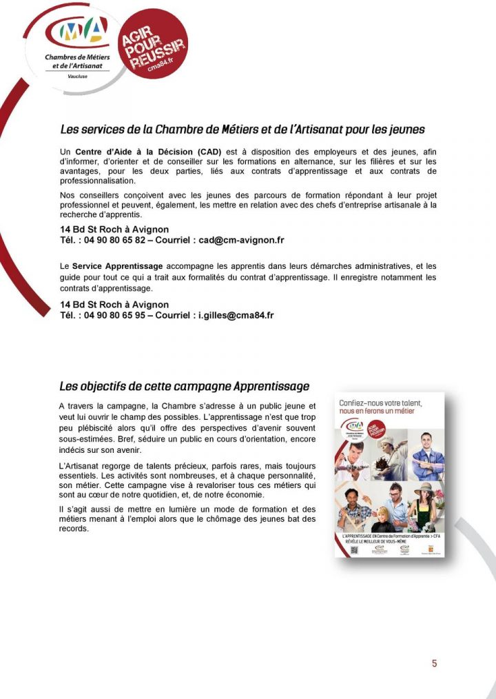 Michaël Videment Tél : Rue Joseph Vernet Bp Avignon Cedex 1 concernant Cfa Chambre Des Métiers Avignon Michaël Videment Tél : Rue Joseph Vernet Bp Avignon Cedex 1 concernant Cfa Chambre Des Métiers Avignon