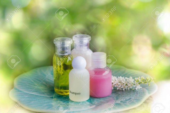 Mini Ensemble De Bain Moussant Et Gel Douche Liquide Sur Bokeh Vert Et  Lumière pour Mini Gel Douche