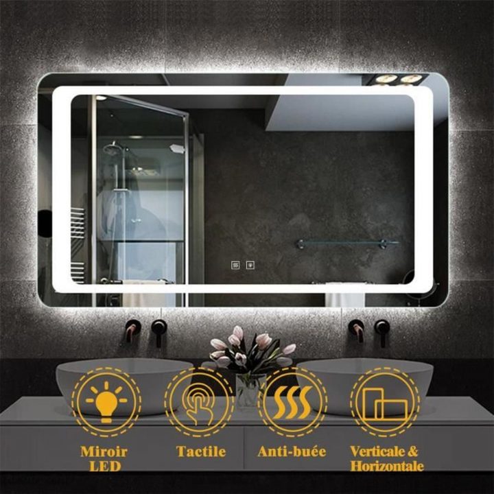 Miroir De Salle De Bain 140X80Cm Anti-Buée Miroir Mural Avec encequiconcerne Miroir Salle De Bain Anti Buée