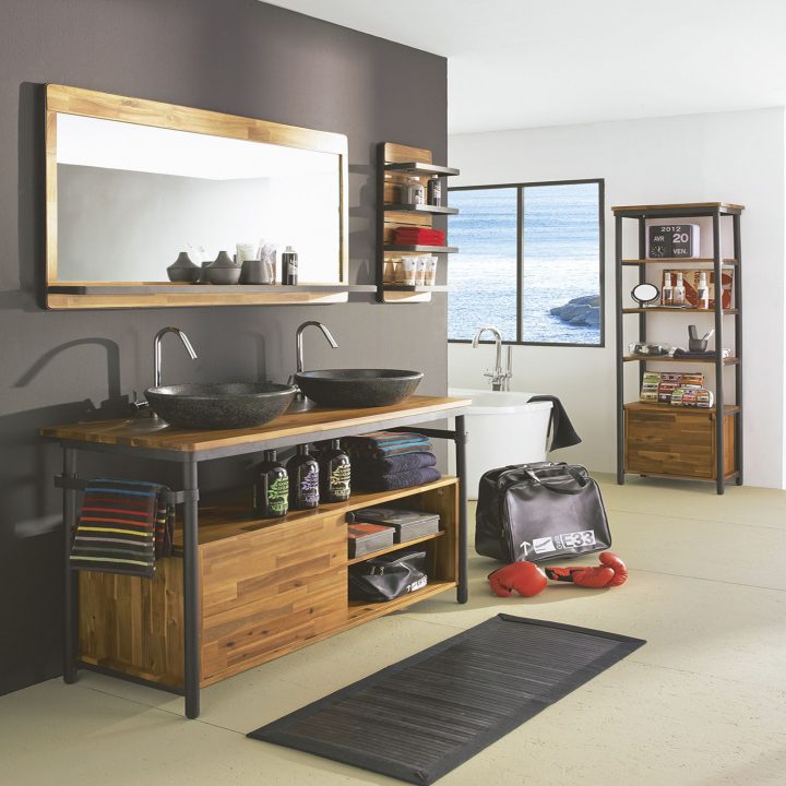 Miroir De Salle De Bains En Acacia Et Métal 120Cm – Kota tout Meuble Salle De Bain Metal Miroir De Salle De Bains En Acacia Et Métal 120Cm – Kota tout Meuble Salle De Bain Metal