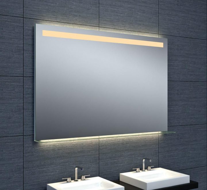 Miroir Dubai Éclairage Led Avec Tablette En Verre 120 X Hauteur 80 Cm intérieur Miroir Salle De Bain Avec Tablette Et Éclairage