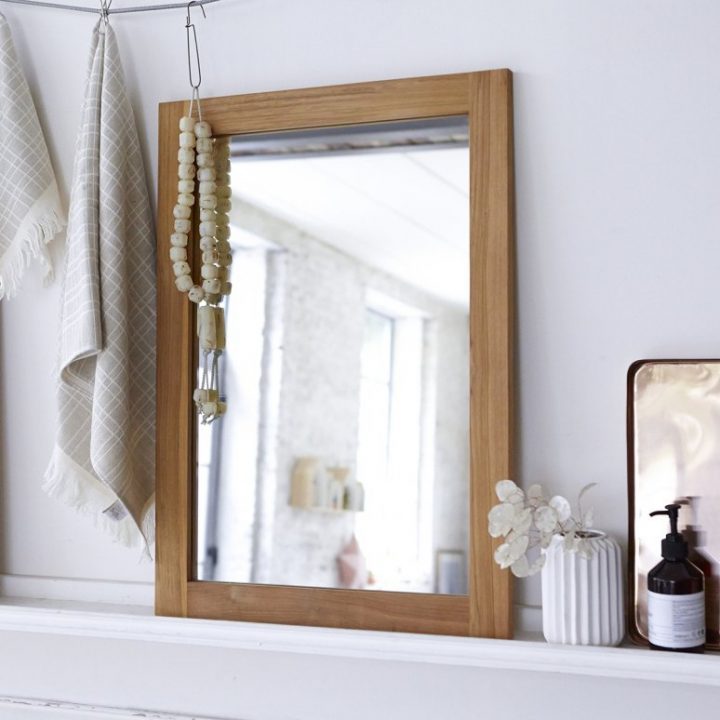 Miroir En Teck 70 X 50 Cm – Accessoires Pour Salle De Bain à Miroir Salle De Bain