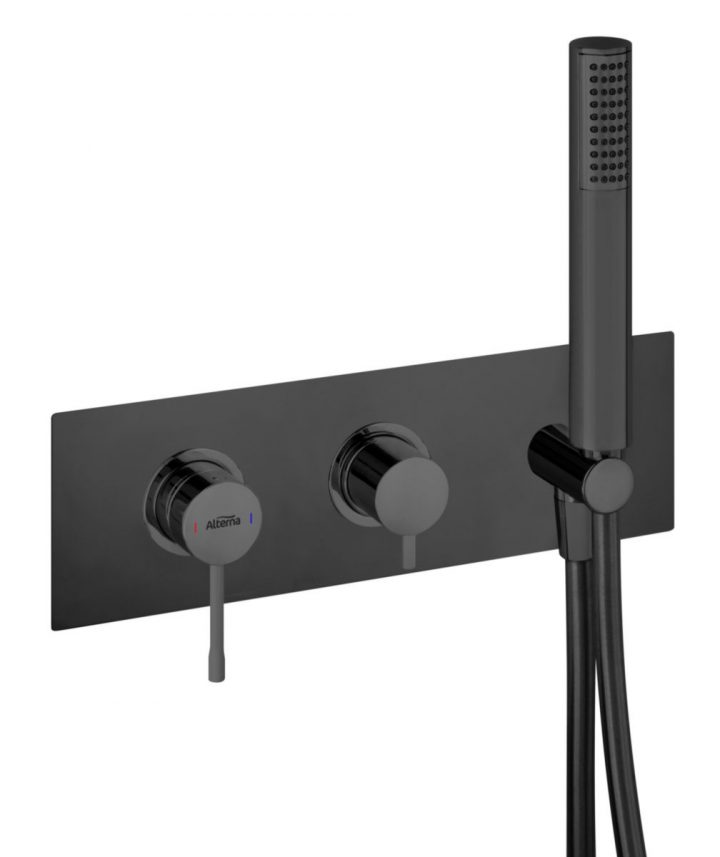 Mitigeur Mécanique Douche Design Noir, Encastré Horizontal Avec Corps  D'encastrement destiné Robinetterie Douche Encastrable