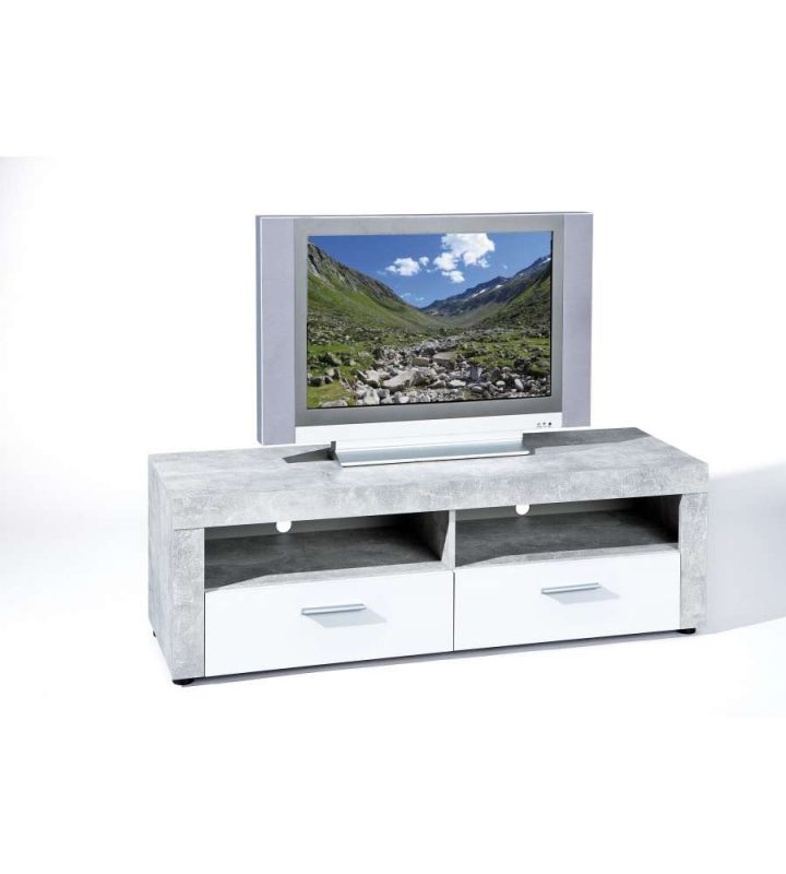 Mobile Tv Effetto Marmo Con 2 Cassetti Di Colore Bianco intérieur Meuble Tv Sono