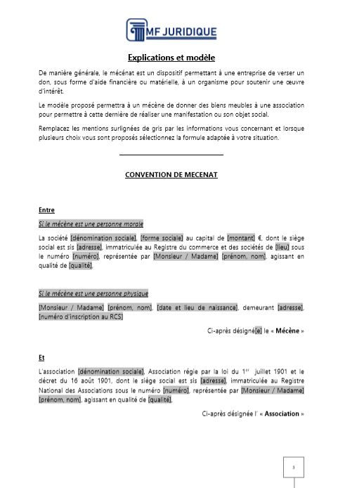 Modèle : Convention De Mécénat D'Entreprise (Don De Biens serapportantà Don De Meuble Modèle : Convention De Mécénat D'Entreprise (Don De Biens serapportantà Don De Meuble