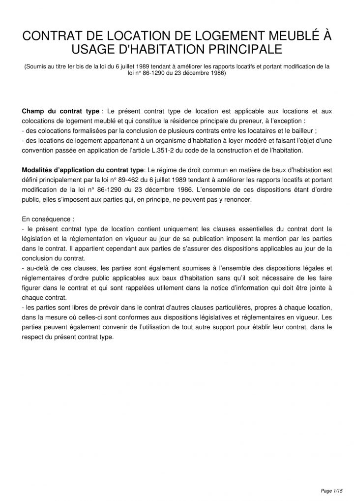 Modèle De Bail De Location Meublée Conforme Alur encequiconcerne Loi Alur Location Meublée
