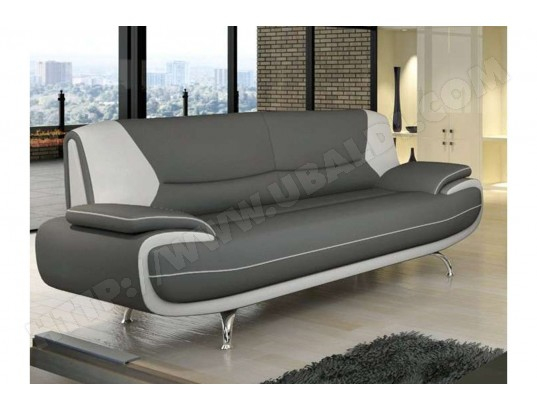 Muza – Canapé Design 3 Places En Simili Cuir Gris Et Blanc concernant Canapé Muza Muza – Canapé Design 3 Places En Simili Cuir Gris Et Blanc concernant Canapé Muza