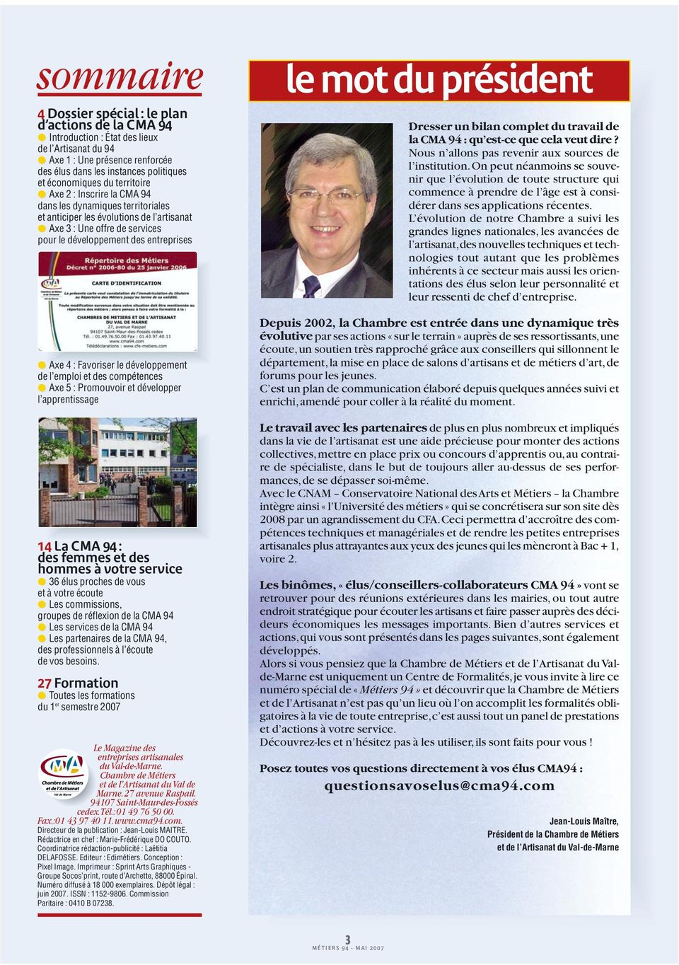 N Mai 2007 Bulletin Officiel De La Chambre De Métiers Et De avec Chambre De Metier 94