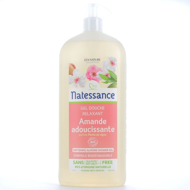 Natessance Gel Douche Relaxant Bio Amande-Pêche De Vigne Sans Sulfates 1 L dedans Gel Douche Sans Sulfate