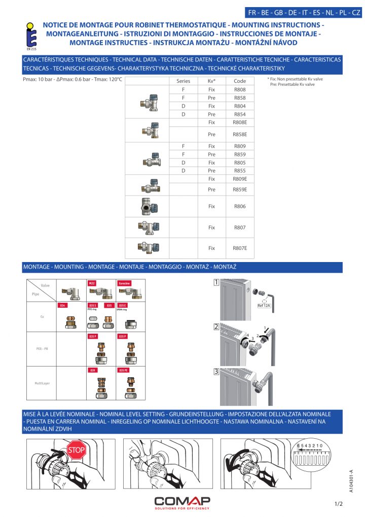 Notice De Montage Pour Robinet Thermostatique | Manualzz à Reglage Robinet Thermostatique Notice De Montage Pour Robinet Thermostatique | Manualzz à Reglage Robinet Thermostatique