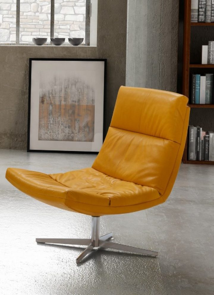 Nouveau : Fauteuil Design Cuir Pied Pivotant Allen & Allan intérieur Seanroyale Soldes