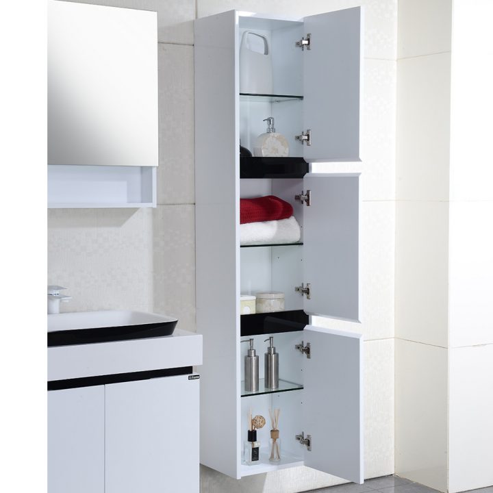 Nur 679.00€, Java – Meuble De Salle De Bain Suspendu Simple Vasque 120Cm  Colonne + Grand Miroir Armoire – Interouge intérieur Colonne Salle De Bain Suspendu