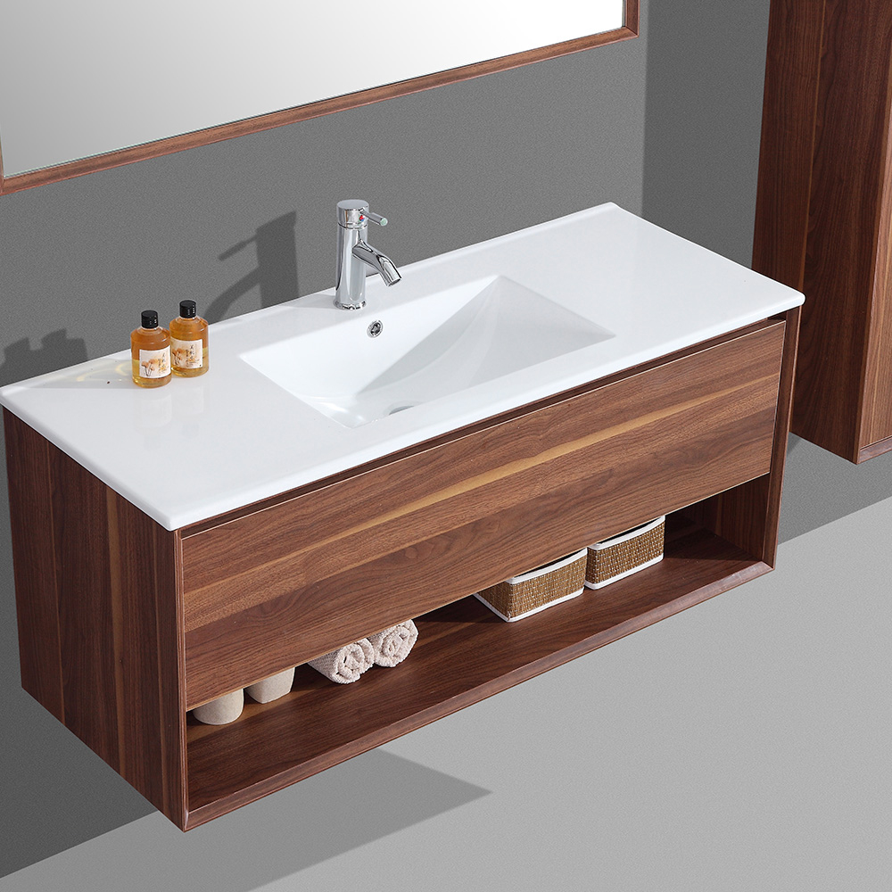 Nur 749.00€, Braun Aloa - Meuble Salle De Bain Simple Vasque 120Cm Colonne  De Rangement + Miroir - Interouge encequiconcerne Meuble Salle De Bain 120 Cm Simple Vasque