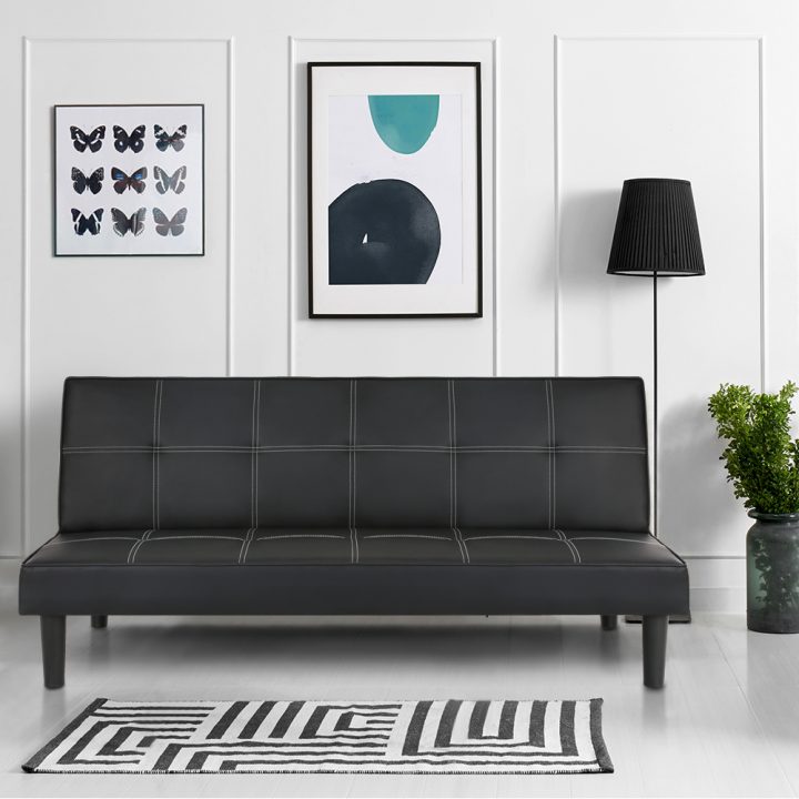 Only 260.74€, Faux Cuir Contemporain Futon Canapé-Lit intérieur Canape Convertible Nok Only 260.74€, Faux Cuir Contemporain Futon Canapé-Lit intérieur Canape Convertible Nok