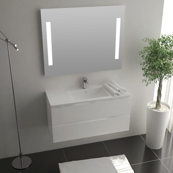 Pack Meuble Milo 100X40Cm-Miroir-Mitigeur – Masalledebain encequiconcerne Meuble Salle De Bain Profondeur 40 Cm