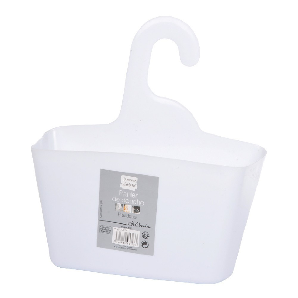Panier De Douche Plastique À Suspendre Uni Blanc destiné Serviteur De Douche À Suspendre