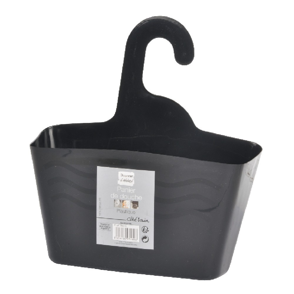 Panier De Douche Plastique À Suspendre Uni Noir à Serviteur De Douche À Suspendre