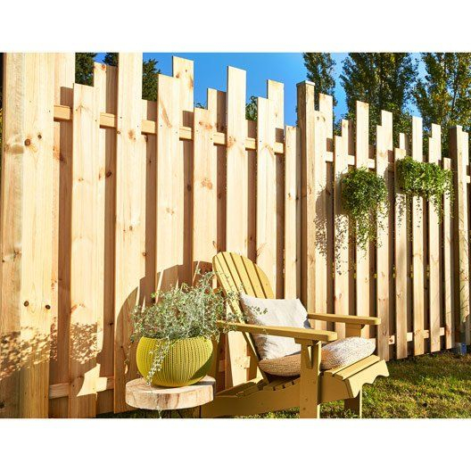 Panneau Bois Plein Palissade, L.180 X H.200 Cm, Naturel encequiconcerne Panneaux Bois Jardin