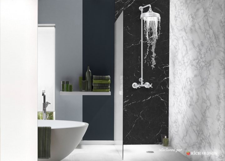 Panneau Mural Effet Marbre, Lazer Decofast Classique Chic dedans Panneau Composite Salle De Bain