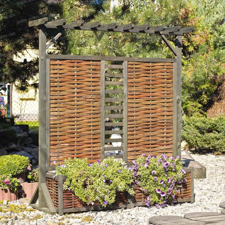 Panneau Pergola Double Jardinière En Osier Et Pin Fsc destiné Panneaux Bois Jardin Panneau Pergola Double Jardinière En Osier Et Pin Fsc destiné Panneaux Bois Jardin