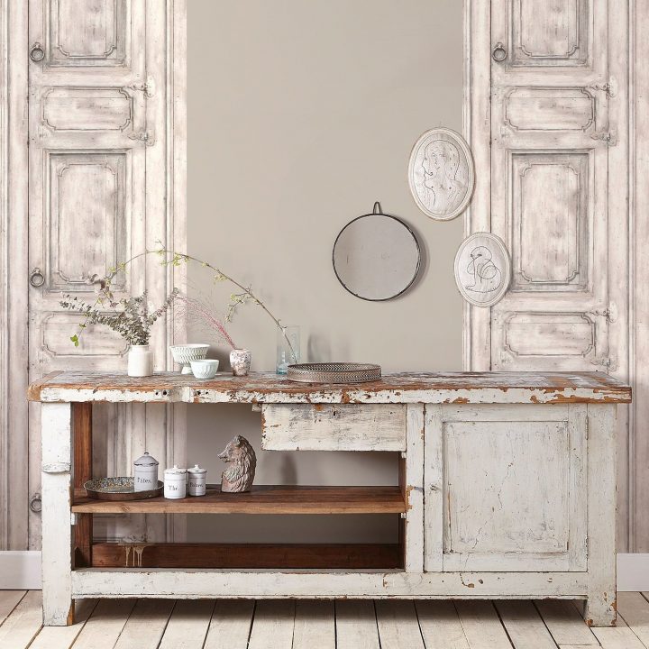 Papier Peint Porte Meuble Moulurée Blanc Cassé serapportantà Meuble A Papier