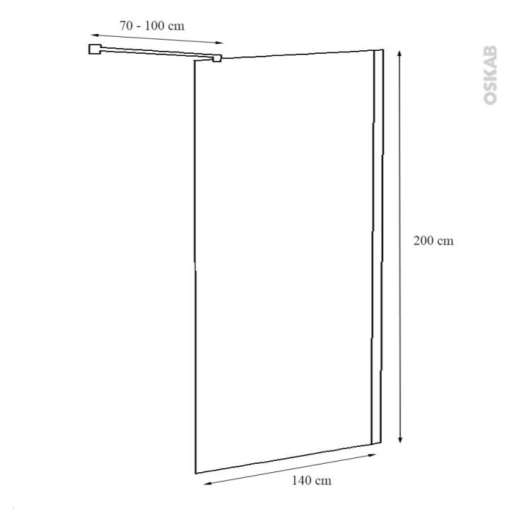 Paroi De Douche À L'Italienne Atlas 140 Cm Verre avec Douche Italienne Dimension
