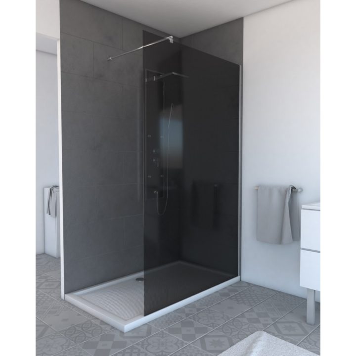 Paroi De Douche À L'italienne En Verre Aurlane Parma 2 Fumé 120Cm avec Paroie Douche Italienne
