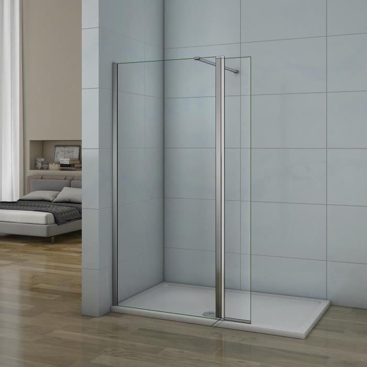 Paroi De Douche Avec Volet Pivotant 80+40X200Cm Modèle D dedans Porte De Douche Pivotant