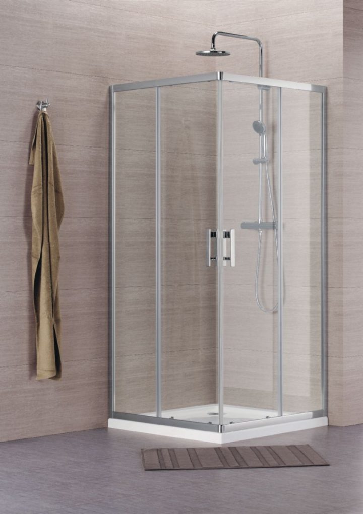 Paroi De Douche Concerto Accès D'angle Coulissant L 90 X H 195 Cm Profilé  Argent Brillant Verre Transparent pour Porte De Douche Coulissante 90