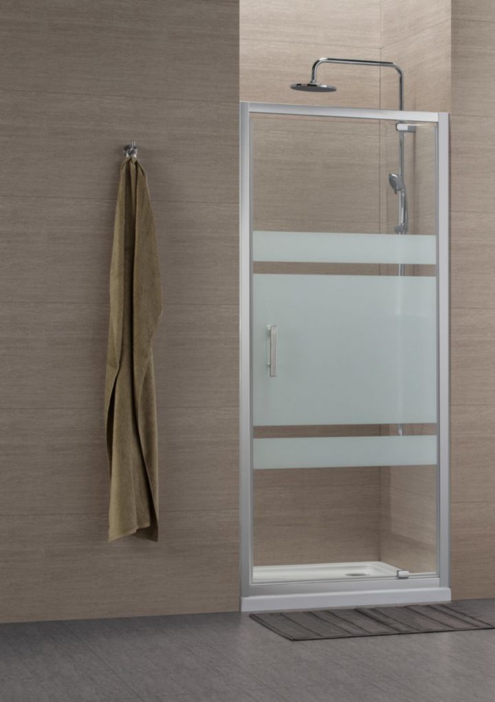 Paroi De Douche Concerto Porte Pivotante Ouverture Gain De Place 100 Cm  Profilé Argent Brillant Verre Sérigraphié avec Paroi De Douche Fixe 100