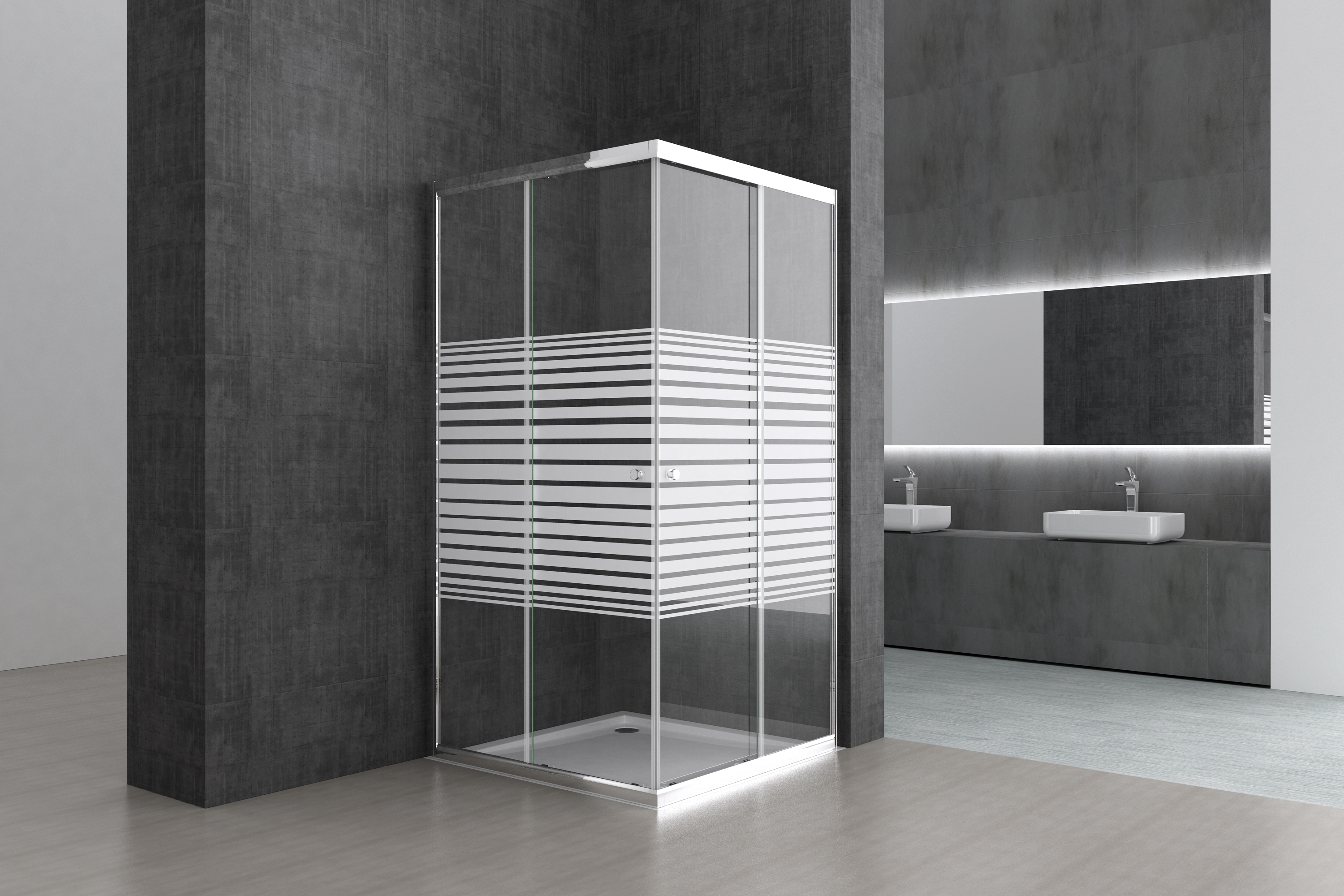 Paroi De Douche En Angle 100X90 Sogood Ravenna16S Cabine De Douche Portes  Coulissantes Et Bandes Opaques + Revêtement Nano concernant Cabine De Douche 85X85