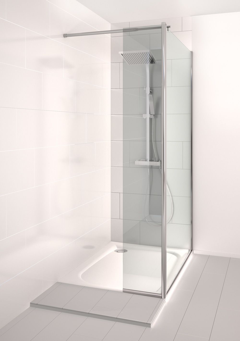 Paroi De Douche Fixe Avec Retour Pivotant Kobana 100 X 195 X 30 Cm Allibert  - Mr.bricolage intérieur Porte De Douche Pivotant