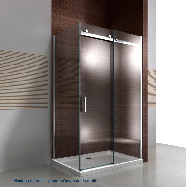Paroi De Douche Fixe Et Porte Coulissante Ex806, En Verre De tout Receveur De Douche 90X140